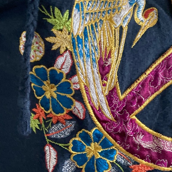 Lucky Brand Embroidered Black Zip-up Hoodie with Peace Symbol XS - Picture 3 of 8